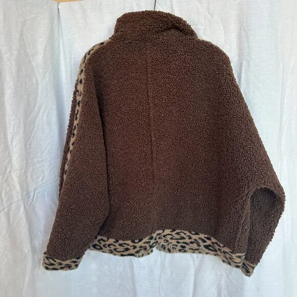 Anthropologie Vigoss Sherpa Leopard Jacket - Picture 2 of 7